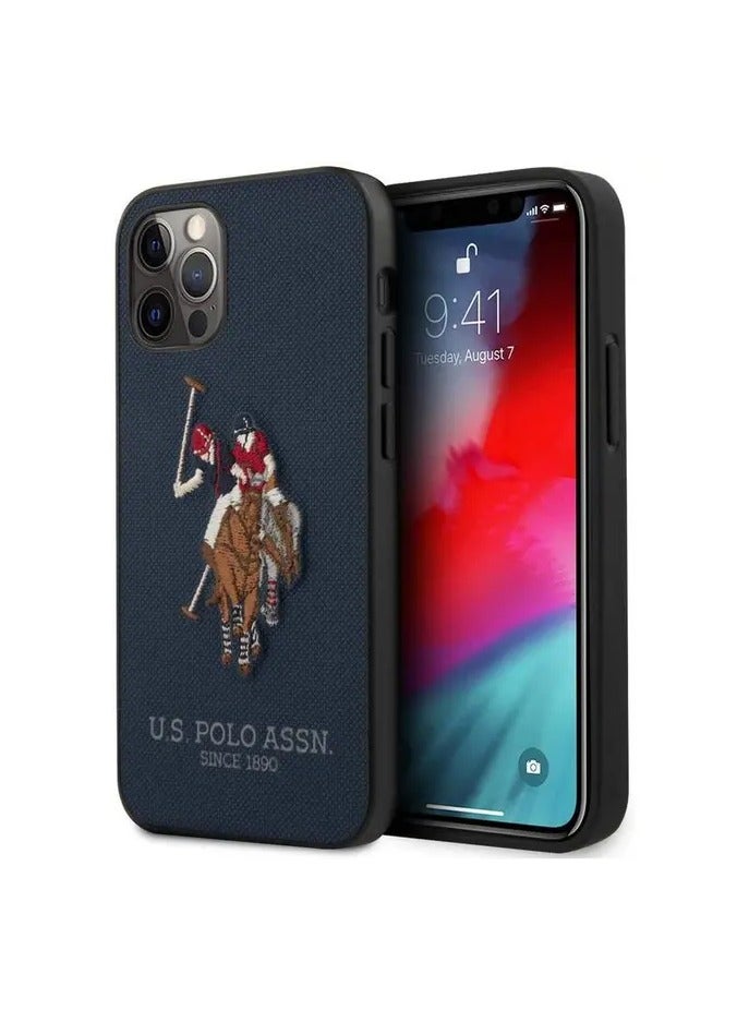 يو اس بولو iPhone 12 / 12 Pro 6.1 بوصة PU حافظة صلبة مطرزة بولو / حماية من الصدمات والسقوط / مناسبة مع شواحن لاسلكية / مرخصة رسميًا - أزرق داكن - Image 1