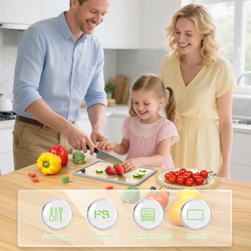 IDekooror Cutting Board, Tempered Glass Cutting Board for Kitchen Counter, 2Pcs Chopping Board Set with Non-Slip Silicone Edges, Heat Resistant, Dishwasher Safe, Kitchen Decoration - Image 2