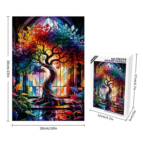 Artinhand Great Jigsaw Puzzles for Adults 300 Pieces Stained Glass Tree of Life Puzzles for Adults Toys Gift Family Decoration Kids Puzzle - Image 5