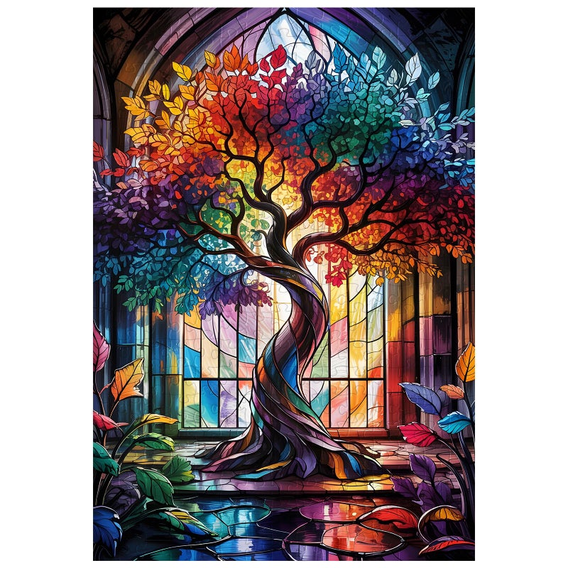 Artinhand Great Jigsaw Puzzles for Adults 300 Pieces Stained Glass Tree of Life Puzzles for Adults Toys Gift Family Decoration Kids Puzzle - Image 3