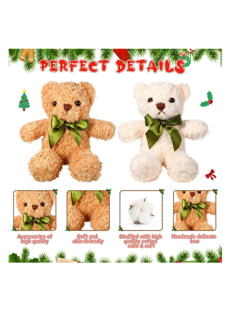 SYOSI 9 Pcs Lovely  Bear Stuffed Animals, 10 Inch Soft Plush Stuffed Bears Toy Bulk with Bow Tie for Kids Boys Girls Graduation Baby Shower Birthday Party Gift Favors (Light Brown, White) - Image 2