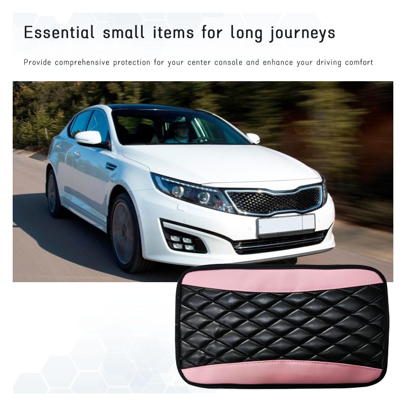 Dickno Car Center Console Cushion Pad, Universal Leather Waterproof Armrest Seat Box Cover, Comfortable Auto Armrest Cover Protector, Car Interior Decor Accessories for Most Vehicles (Pink) - Image 5