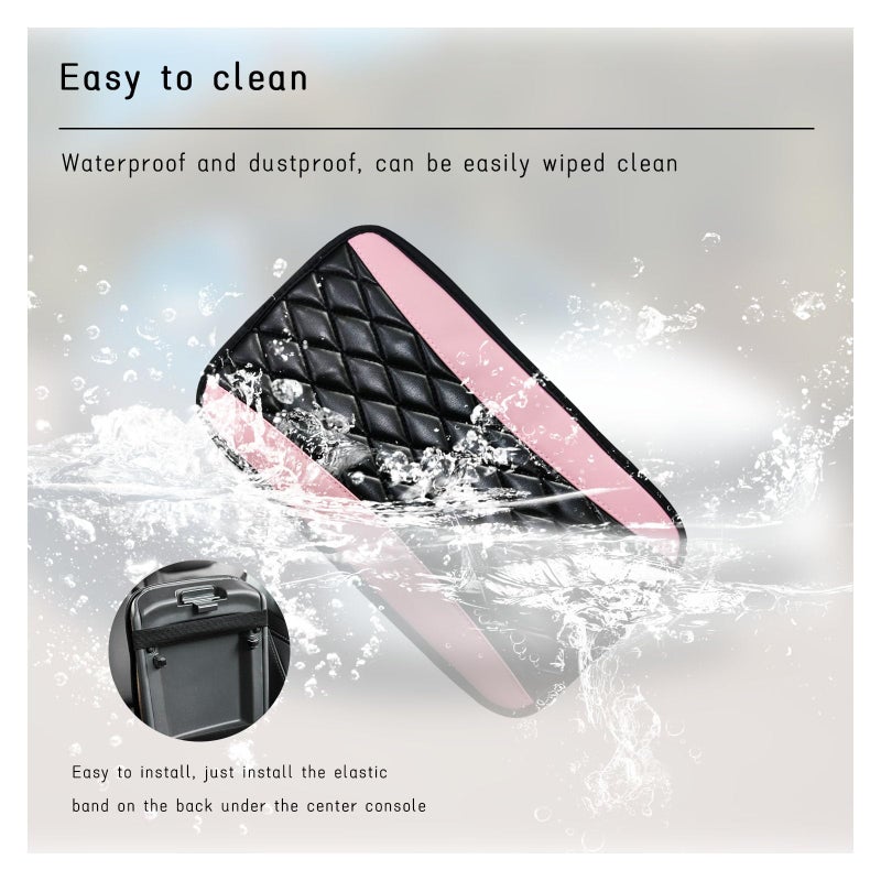 Dickno Car Center Console Cushion Pad, Universal Leather Waterproof Armrest Seat Box Cover, Comfortable Auto Armrest Cover Protector, Car Interior Decor Accessories for Most Vehicles (Pink) - Image 3