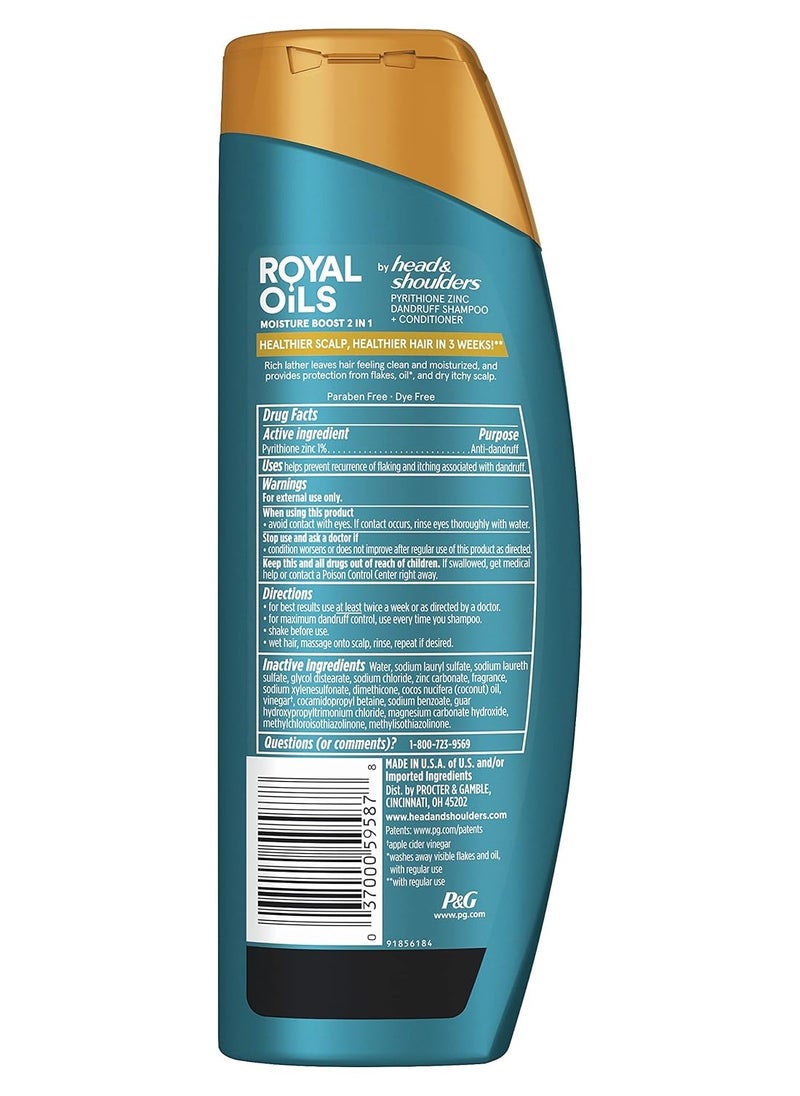Head & Shoulders Head & Shoulders Dandruff Shampoo & Conditioner 2 in 1 Royal Moisture Boost, Scalp Care, for Natural, Curly, Coconut Oil and Apple Cider Vinegar, Sulfate Free, 13.5 Fl Oz, 400 ml  - Image 2