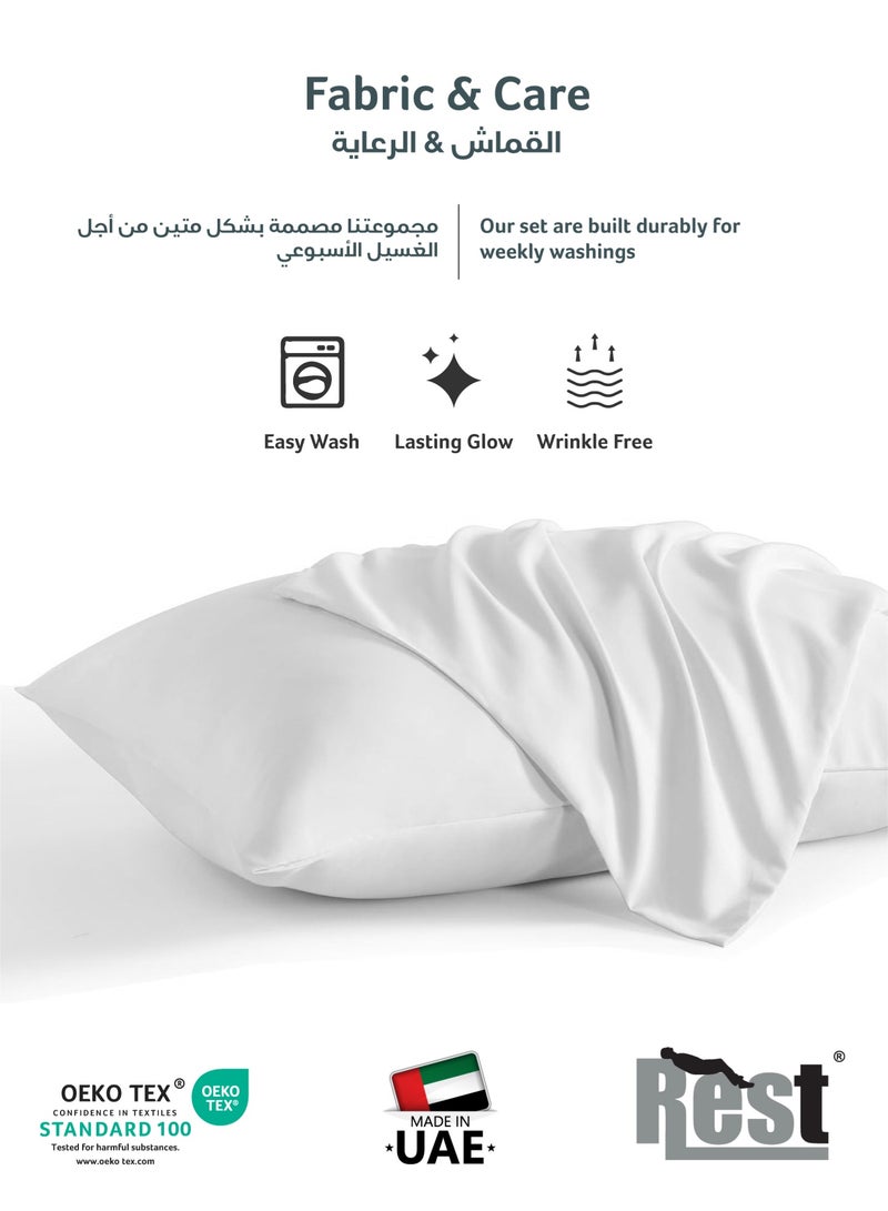 ريست REST Microfiber Pillow Cases 2 Piece Set 50x75cm, 20x30 Inches White Pillow Cover Soft Brushed Supersoft Fabric Pillow Cases Standard Size - Image 4