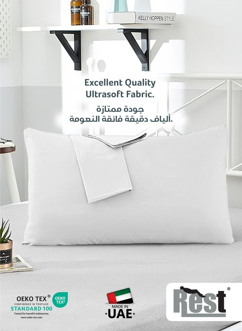 ريست REST Microfiber Pillow Cases 2 Piece Set 50x75cm, 20x30 Inches White Pillow Cover Soft Brushed Supersoft Fabric Pillow Cases Standard Size - Image 2
