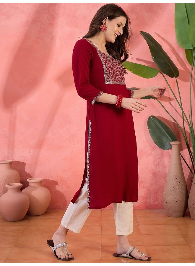 AKS Ethnic Yoke Design Straight Kurta - Image 3