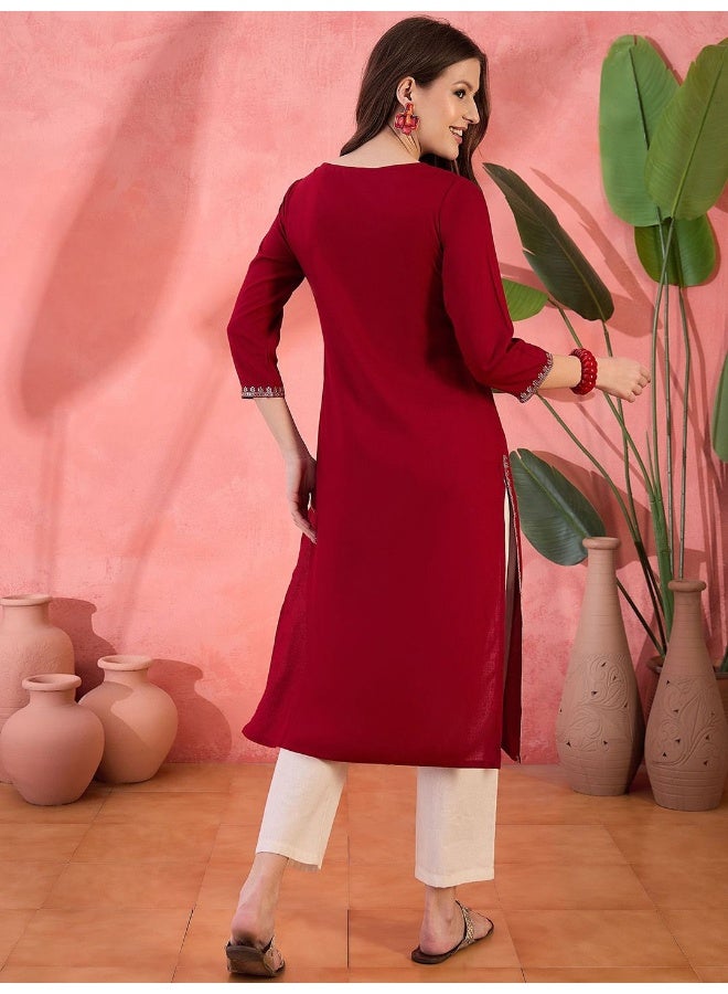 AKS Ethnic Yoke Design Straight Kurta - Image 5