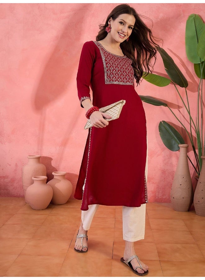 AKS Ethnic Yoke Design Straight Kurta - Image 4