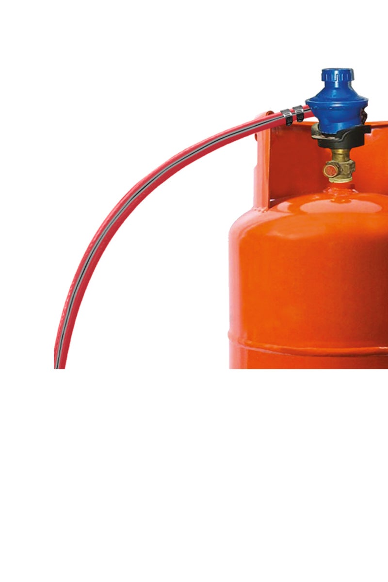 LPG Gas Cylinder Regulator with Hose (2 m 8 mm) and stainless steel clip 2 Piece - Image 4