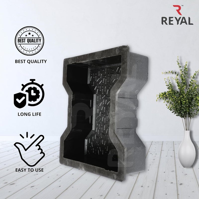 Reyal Falcon Paver Block Mould Pack of 3 Black PVC I SHAPE Make in India PVC Rubber Mould Outdoor Paving Stone Maker - Image 3