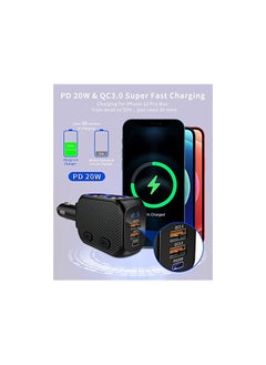 SYOSI Car Charger 180W Cigarette Lighter Splitter with 20W PD 2 Socket Cigarette Lighter Adapter Fast USB C Car Charger with Type C 20W PD QC3 for Dash Cam  - Image 5