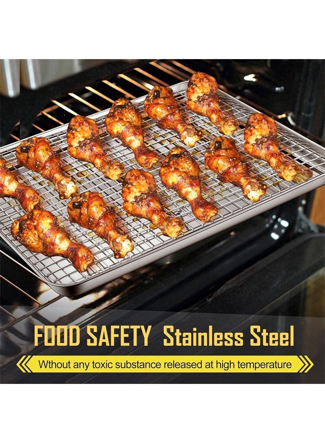 هومستر لوحة خبز مع مجموعة رف، 39.5 سم * 29.3 سم، صينية خبز من الفولاذ المقاوم للصدأ مع رف تبريد، للكعك، الباتون، اللحوم، غير سام، متين، خالٍ من الصدأ، آمنة في غسالة الصحون - Image 3