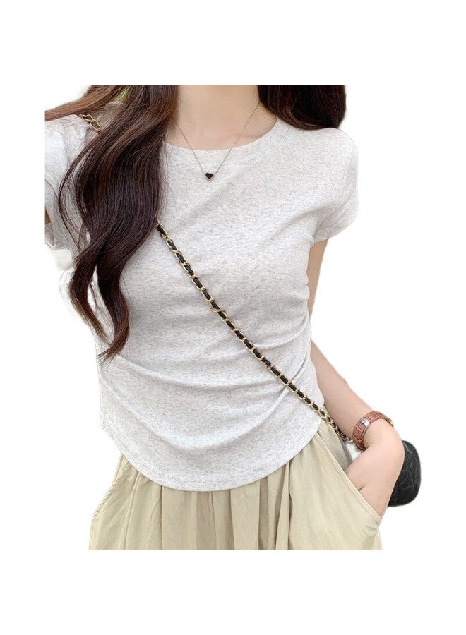 YUZHAOLIN Women'S T-Shirt, Summer Lightweight, Slimming Waist, Round Neck, Versatile Base Layer, Casual Short-Sleeve, Black Top - Image 2