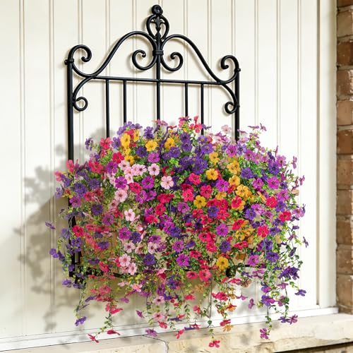 ADXORA 8PCS Artificial Hanging Fake Flowers for Outdoor Decoration Faux Silk Flowers Plants for Outdoor Outside Planter UV Resistant Daisy with Eucalyptus Leaves, Porch Front Door Patio Balcony Yard Decor - Image 5