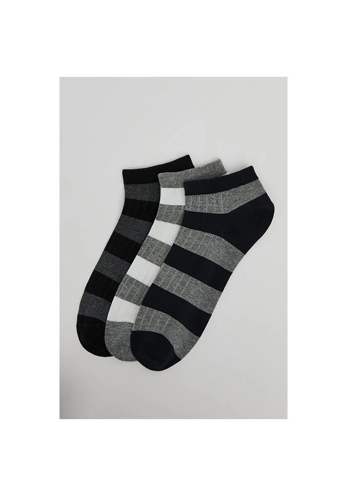 أر أند بي 3 Pack Striped Ankle Socks