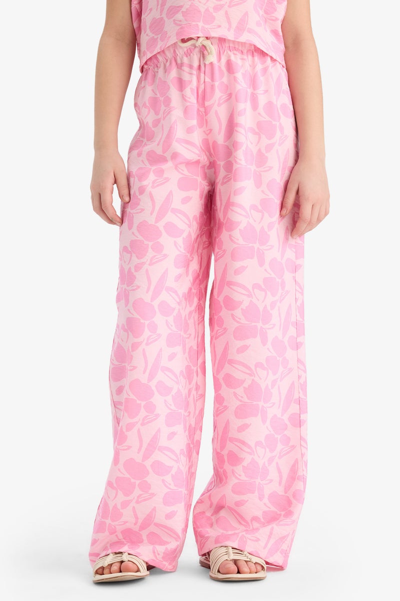 DeFacto Girl Palazzo Wide Leg Floral Patterned Trousers - Image 1