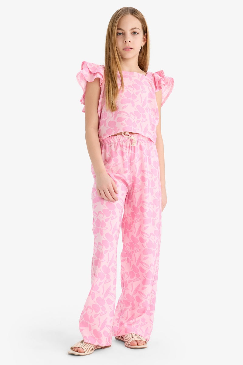 DeFacto Girl Palazzo Wide Leg Floral Patterned Trousers - Image 2