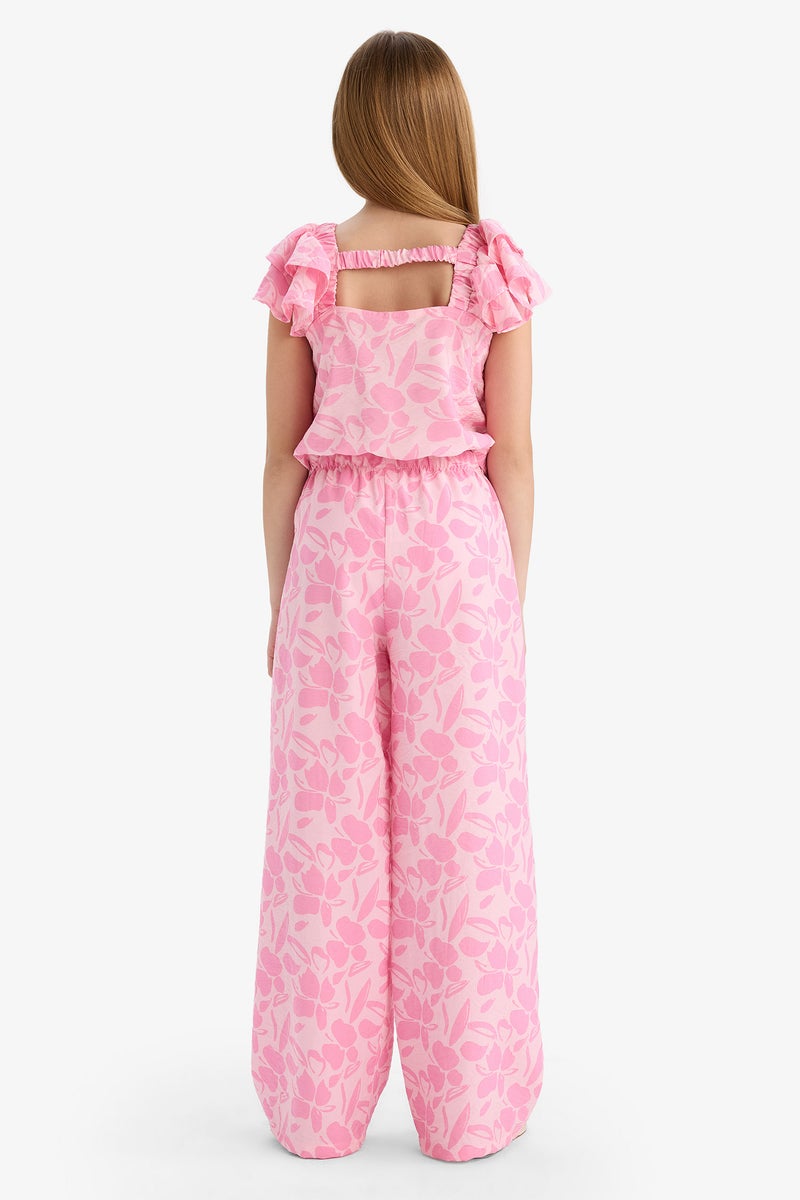 DeFacto Girl Palazzo Wide Leg Floral Patterned Trousers - Image 4