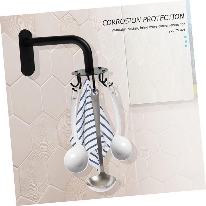 خطاف حائط دوار من الفولاذ المقاوم للصدأ لحامل تخزين أدوات المطبخ - Image 4