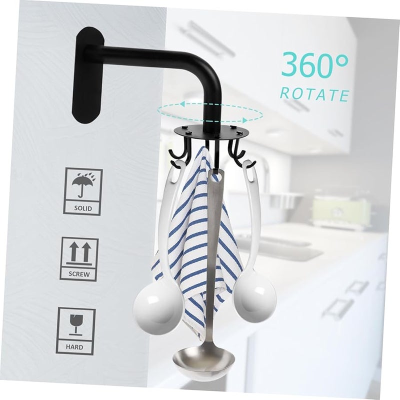 خطاف حائط دوار من الفولاذ المقاوم للصدأ لحامل تخزين أدوات المطبخ - Image 3