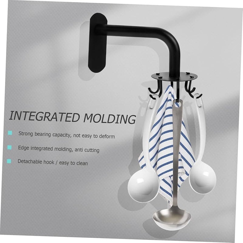 خطاف حائط دوار من الفولاذ المقاوم للصدأ لحامل تخزين أدوات المطبخ - Image 5