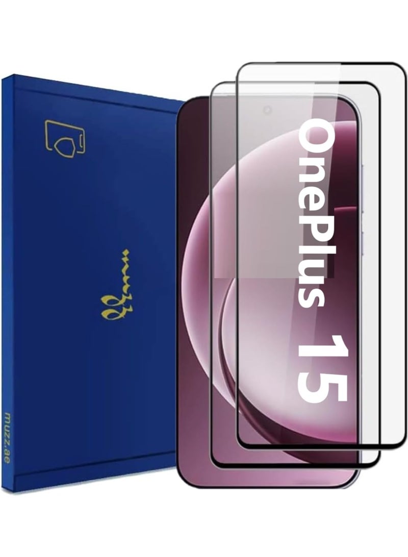 Muzz Premium Tempered Glass Screen Protector for OnePlus 15 5G, 6.78 Inch, HD Clear, Edge to Edge Coverage, Easy Installation (2 Pack) - Image 1