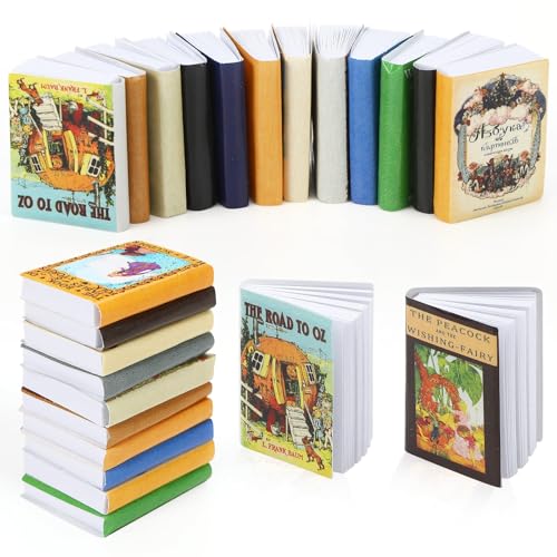 JULEASEL Mini Fairy Books 24pcs 112 Scale Miniature Books Dollhouse Books Tiny Books for Dollhouse Accessories Vintage Mini Bookshelf Decor Miniatures Collectors - Image 1