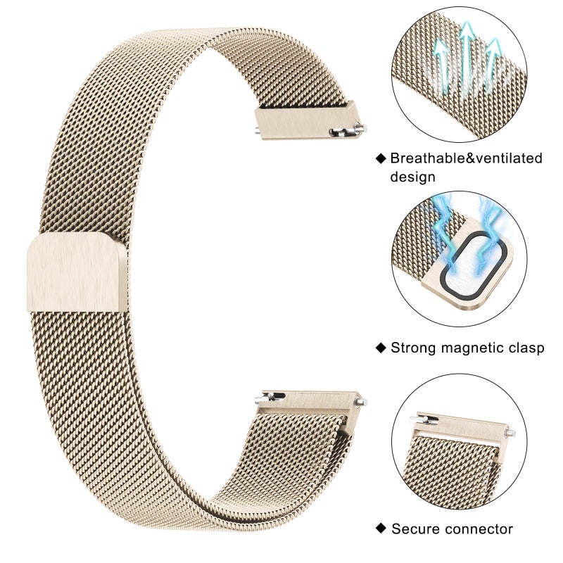 Meliya 18mm Metal Bands for Garmin Venu 3S / Venu 4 41mm / Venu 2S / Vivoactive 4S / Vivomove 3S / Forerunner 265s Watch Bands, Quick Release Stainless Steel Metal Replacement Wristband Strap for Garmin Forerunner 255s/265s Bands Women Men (Champagne Gold) - Image 4
