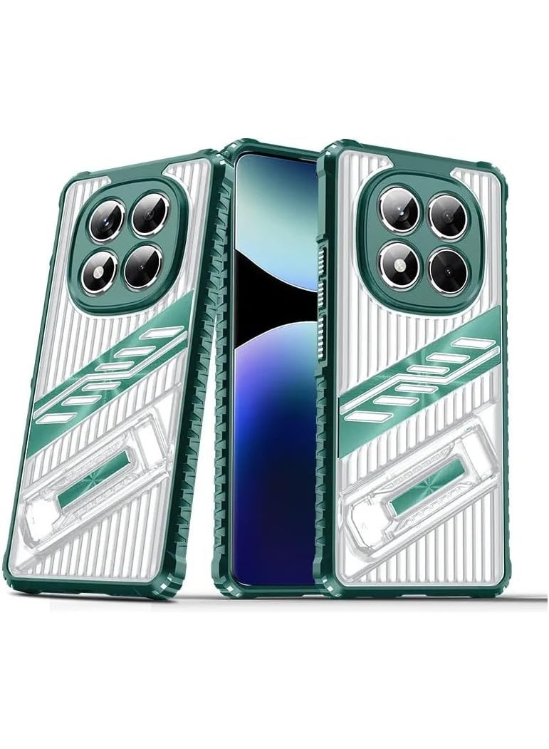 GOLDEN MASK Compatible With Xiaomi Redmi Note 14 Pro 4G Lince case with stand (Green)