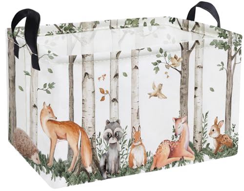 Essme Rectangular Animal BasketsKids Storage BoxCute Basket for Kids with Handles for Room Decor Book BinsShelf BasketTree trunk animals - Image 1
