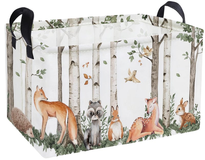 Essme Rectangular Animal BasketsKids Storage BoxCute Basket for Kids with Handles for Room Decor Book BinsShelf BasketTree trunk animals - Image 2