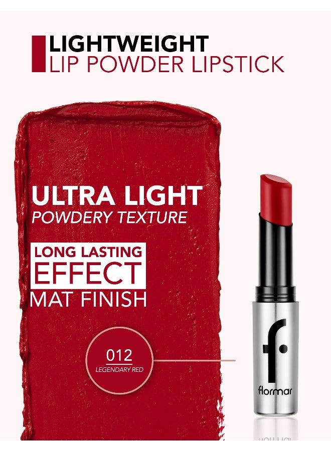 flormar Lightweight Lip Powder – 012 Legendary Red – Matte Finish Lip Color, Powder-Soft Texture, Lightweight Feel, Smooth Comfortable Wear - Image 4