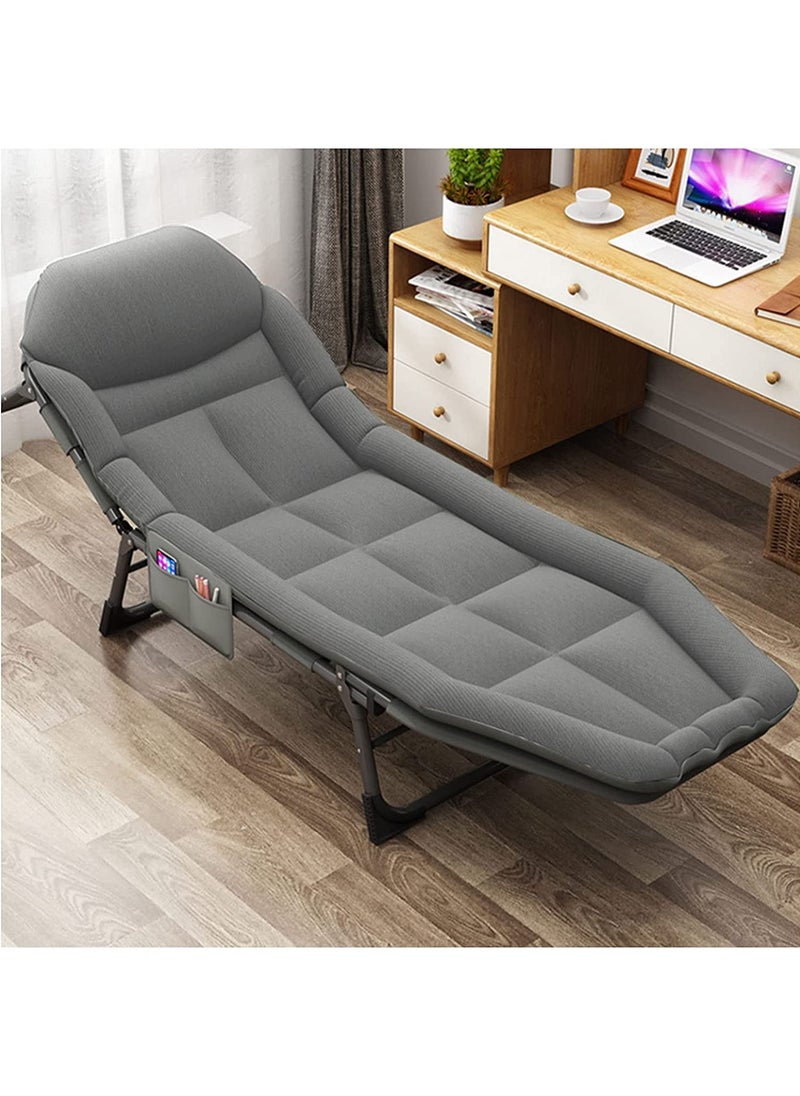 Folding Bed Cot With Mattress, Portable Lounge Chair Adjustable Recliner, Foldable Sleeping Cot Chair For Poolside Backyard And Beach