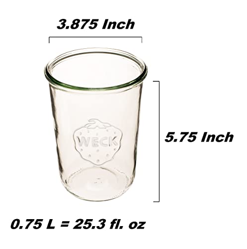 Weck Canning Jars 743-25.3 fl. oz Weck Mold Jars - Eco-Friendly Canning Jar - Storage for Food, Yogurt with Air Tight Seal and Lid - 3/4 Liter Tall Jars Set - Set of (2 Jars with Wooden Lids) - Image 2