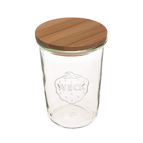 Weck Canning Jars 743-25.3 fl. oz Weck Mold Jars - Eco-Friendly Canning Jar - Storage for Food, Yogurt with Air Tight Seal and Lid - 3/4 Liter Tall Jars Set - Set of (2 Jars with Wooden Lids) - Image 3
