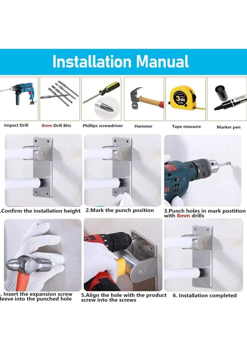 بيوينتي إسقاط شريط مرحاض 60 سم قلب لأعلى قضيب مقاومة الانزلاق فولاذ مقاوم للصدأ طي قضبان مسك الحائط - Image 5