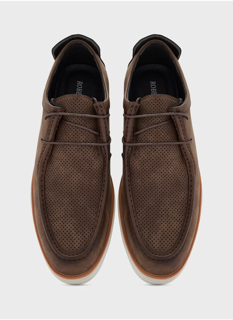 Robert Wood Perforation Detail Casual Lace Ups