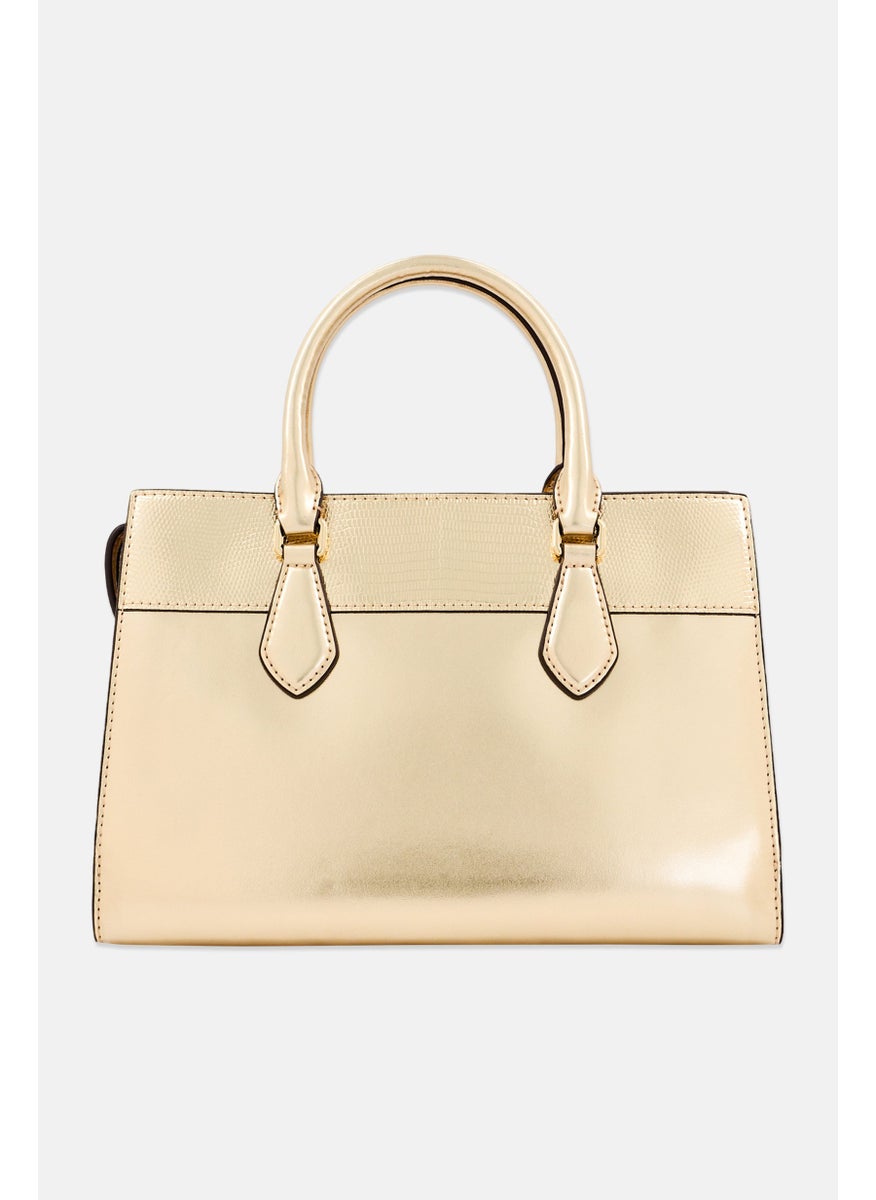 Michael Kors Women Hardware Logo Satchels 21 H x 29 L x 9 W cm, Gold  - Image 4