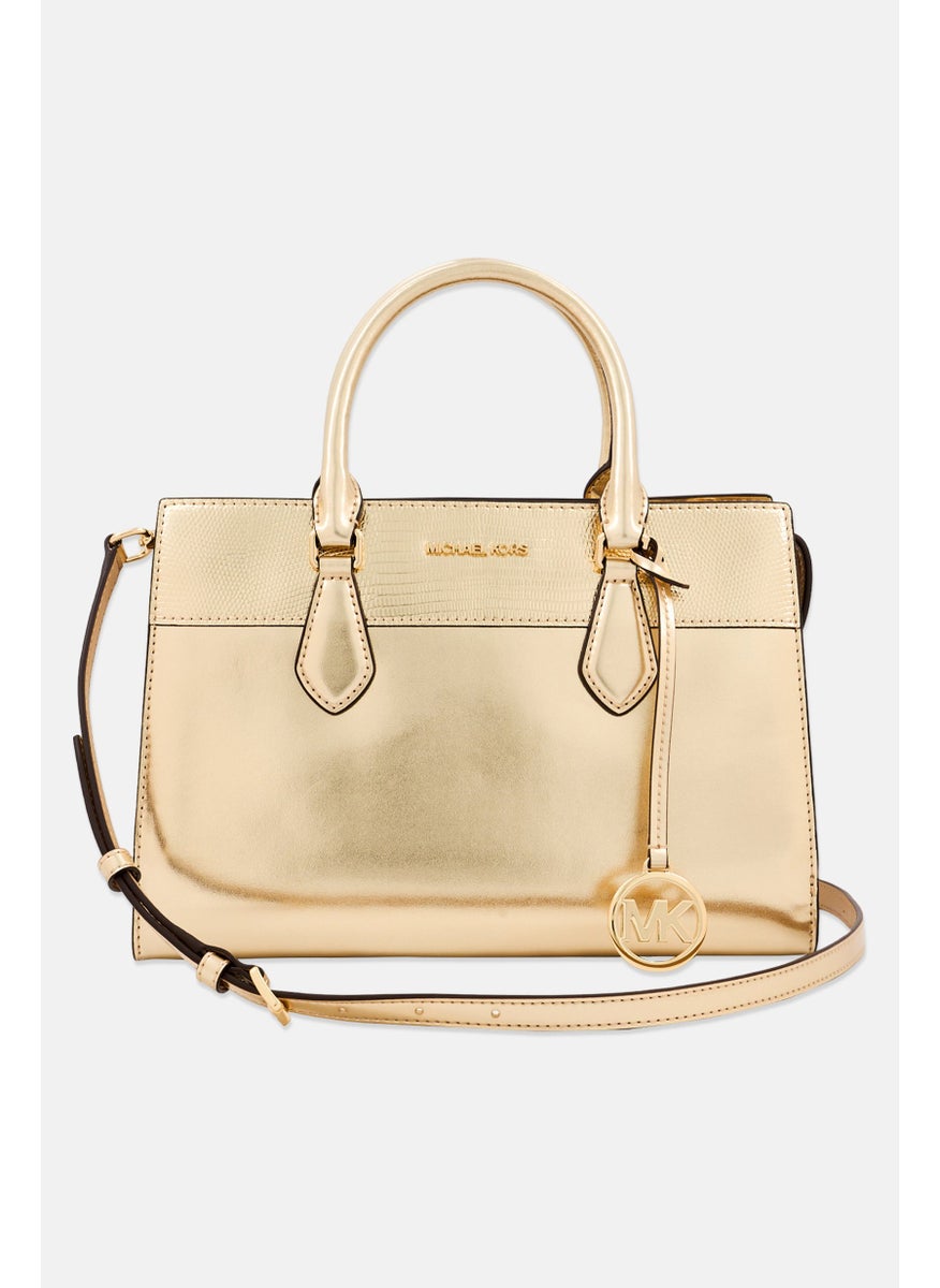 Michael Kors Women Hardware Logo Satchels 21 H x 29 L x 9 W cm, Gold  - Image 3