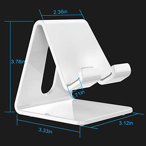 Crpich Acrylic Cell Phone Stand, Portable Phone Holder, White Phone Stand for Desk, Compatible with Phone16 15 14 13 12 Pro Max Mini 11 Plus, Switch, Android Smartphone, Pad, Tablet, Desk Accessories - Image 4