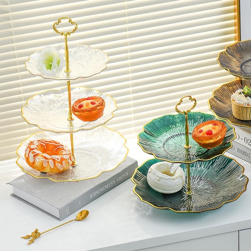 FASHION.HOME" 3-Tier Cake and Dessert Serving Tray, Luxury Clear Design, Elegant Gold Metal Stand, Perfect for Parties and Events, High Quality Product - Image 4