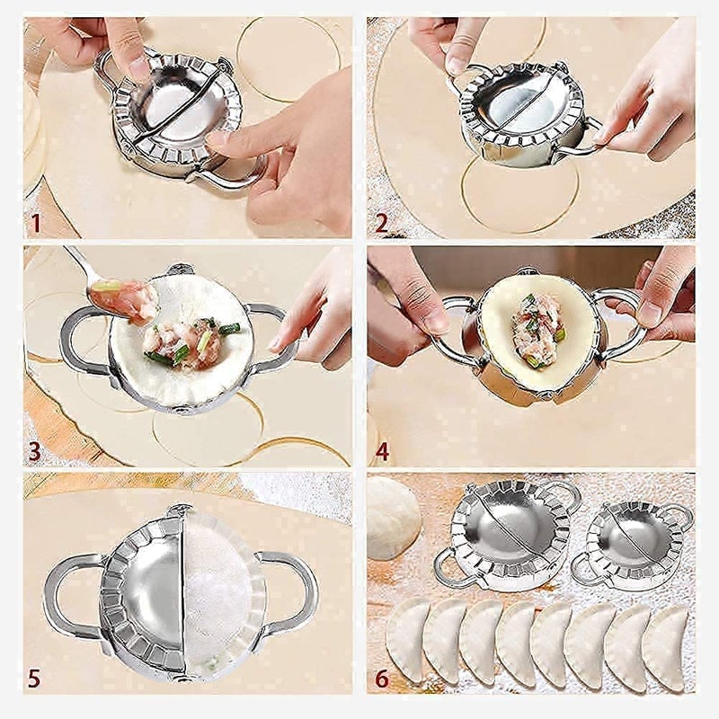 REMANG REMANG Stainless Steel Kitchen Dumpling Momos Ghughra Samosa karanji Gujiya Mould Dough Press Maker Mould Machine for Kitchen of 1 Pcs  - Image 2