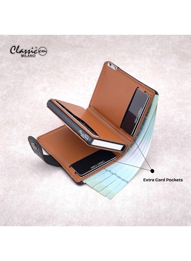 Classic Milano Classic Milano Faux Leather RFID Blocking Pop Up Wallet for Men and Women - Automatic Card Holder Wallet with Pop-up Design - Secure, Compact Credit Card Holder for Men - Stylish Wallet for Men & Women’s RFID Card Wallet  - Image 4