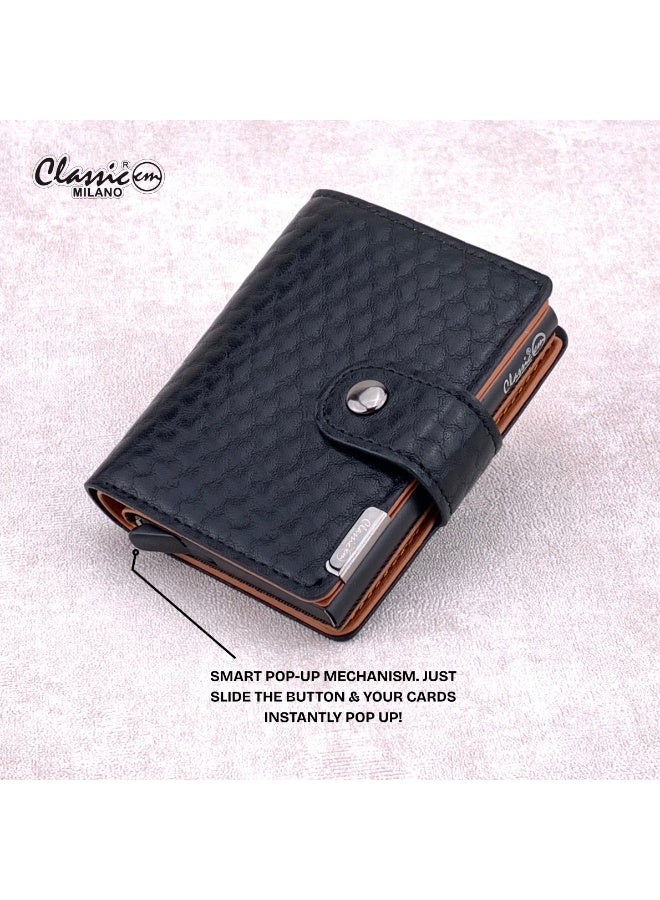 Classic Milano Classic Milano Faux Leather RFID Blocking Pop Up Wallet for Men and Women - Automatic Card Holder Wallet with Pop-up Design - Secure, Compact Credit Card Holder for Men - Stylish Wallet for Men & Women’s RFID Card Wallet  - Image 3