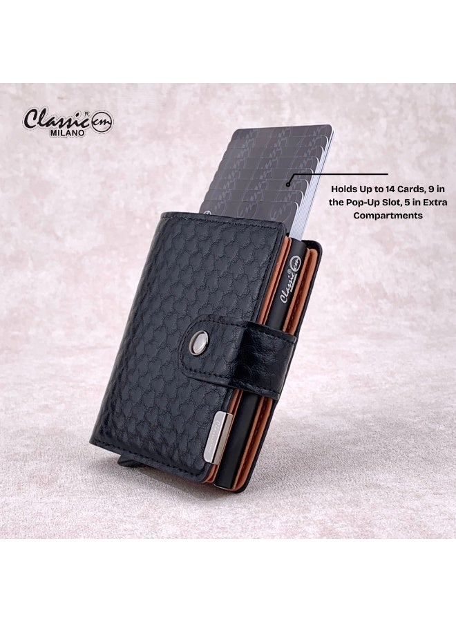 Classic Milano Classic Milano Faux Leather RFID Blocking Pop Up Wallet for Men and Women - Automatic Card Holder Wallet with Pop-up Design - Secure, Compact Credit Card Holder for Men - Stylish Wallet for Men & Women’s RFID Card Wallet  - Image 2