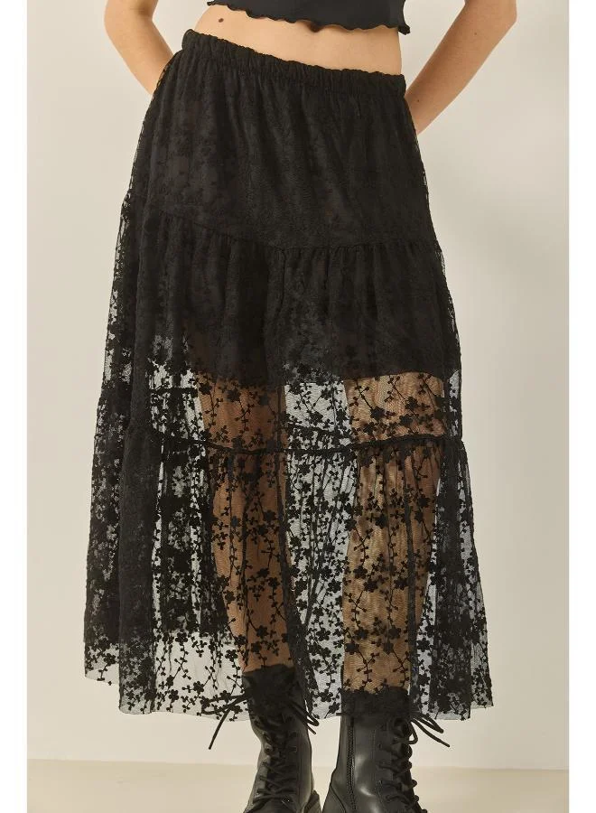 Ginger Lace Detail A Line Skirt