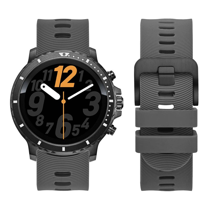 WOCCI 22mm Arched Stripes Silicone Watch Band, Quick Release Strap, Black Buckle (Dark Gray) - Image 5