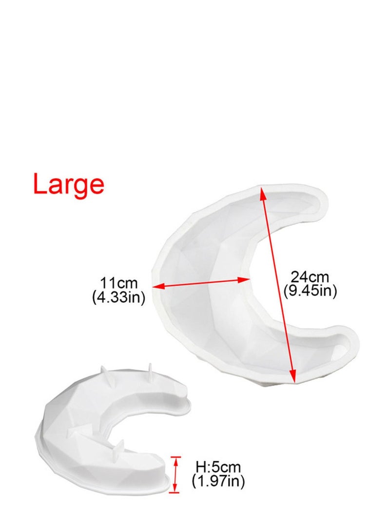 3D Diamond Moon Shape Silicone Cake Mold, Crescent Moonlight Sonata Mousse Cake Pan Bread Pizza Baking Mold Kitchen Bakeware Tools White - Image 3