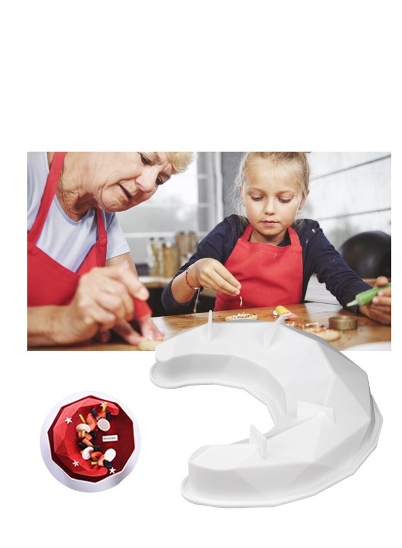 3D Diamond Moon Shape Silicone Cake Mold, Crescent Moonlight Sonata Mousse Cake Pan Bread Pizza Baking Mold Kitchen Bakeware Tools White - Image 5